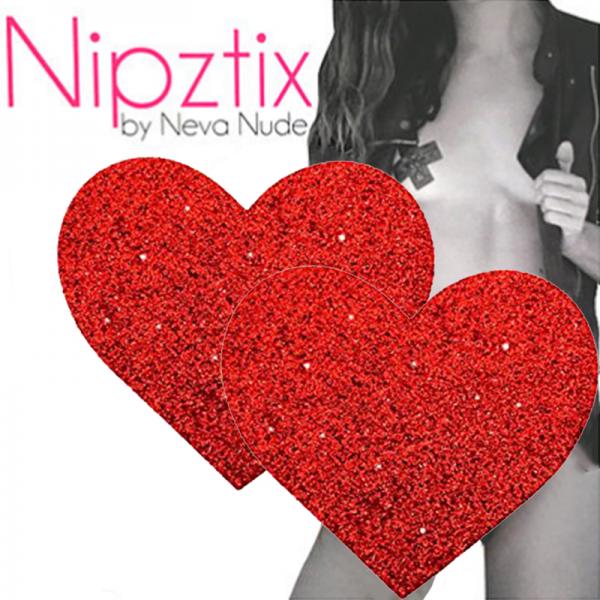 Neva Nude Pasty Hearts Glitter Red